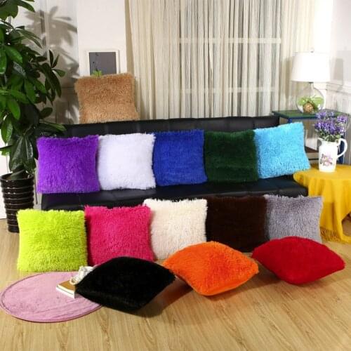 43*43cm Fluffy Plush Cushion Cover Square Pillowcase Soft Comfortable Home Decor Cushion Case Sofa Chair Car Lumbar Pillow Cover