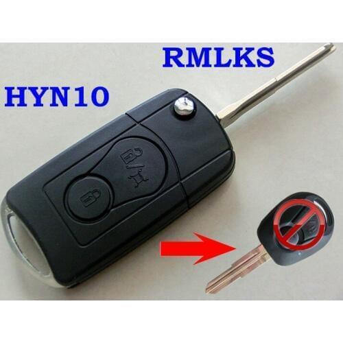 RMLKS Modified Key Shell Fit For Ssangyong Actyon SUV Kyron 2 Button Flip Folding Remote Key Case Uncut Blade