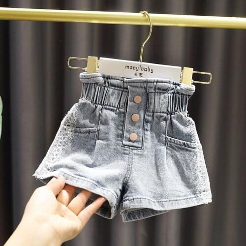 Kids Shorts Spodenki Dziewczynka Girls Denim Pants Summer New 2021 Children Princess Clothes High Waist Jeans Feminino