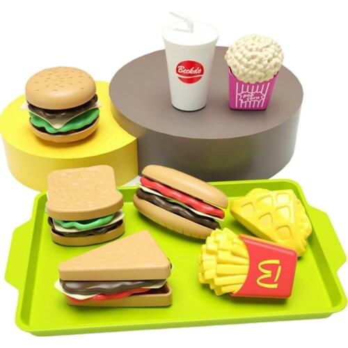Childrens Play House Toys Detachable Simulation Hamburger Bread French Fries Western Food Puzzle Set