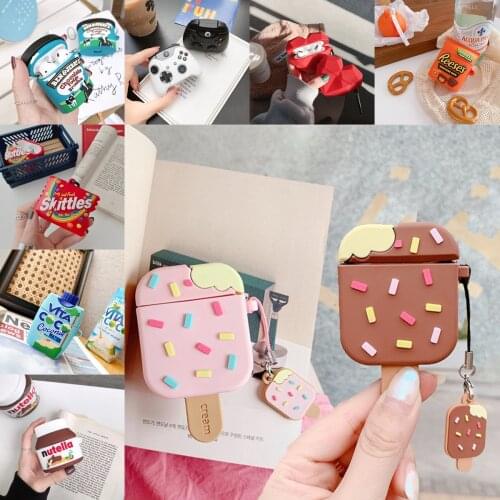 For Airpods 2 1 3D Cute Cartoon Chocolate Ice Cream Earpods Case for Apple Airpods pro 3 Pendant Wireless Earphone Cover Box