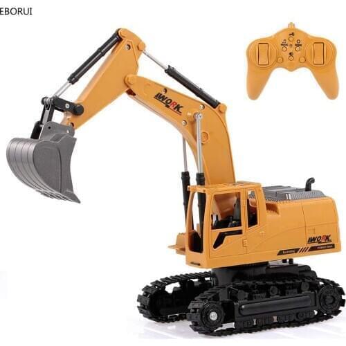 EBORUI RC Excavator 3853 2.4Ghz 8CH 1:24 Mini RC Truck Alloy Metal Simulated Excavator w/ Music LED Light Gift Toy for Kids