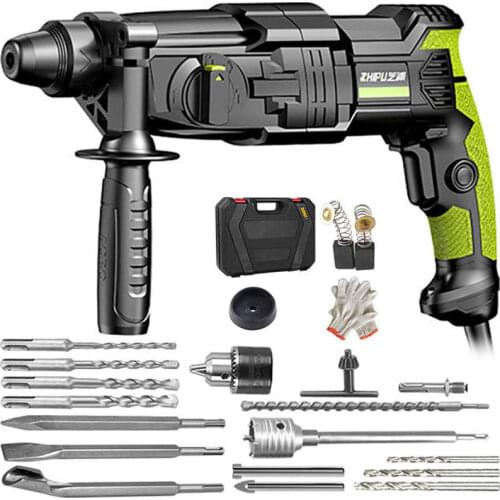 220V Electric Hammer Electric Impact Drill Power Heavy Duty Rotary Hammer Vibration Control Safety Clutch With Drill Accessories