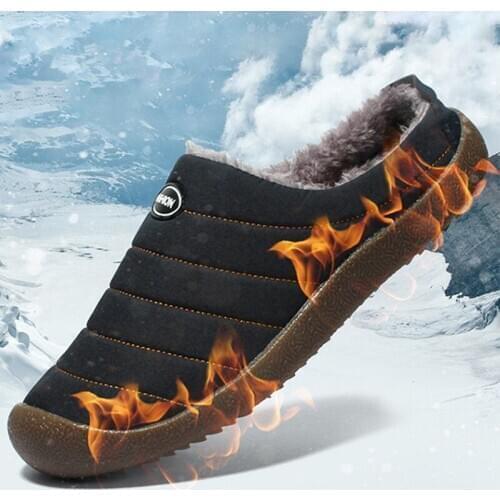 Cotton Slippers Winter Plush Warm Shoes Non-slip Outdoor Walking Shoes Plus Size Lightweight Couple Footwear