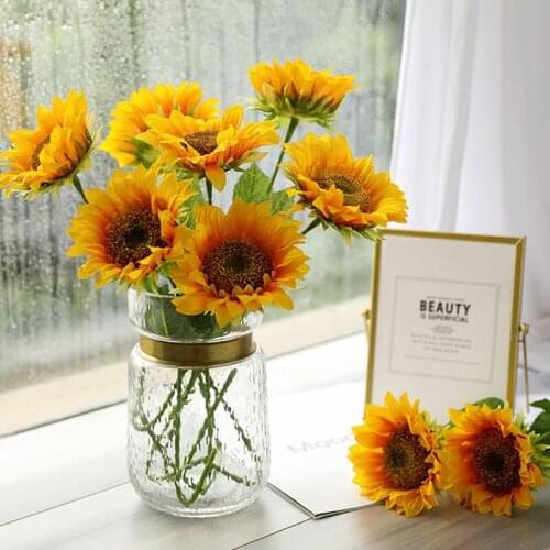 Artificial Flower Sunflower Fake Plant Bouquet Silk Wedding Home Garden Decoration Artificial Flowers