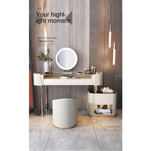 Italian glass dressing table Modern minimalist dressing table Nordic telescopic small-sized master bedroom dressing table
