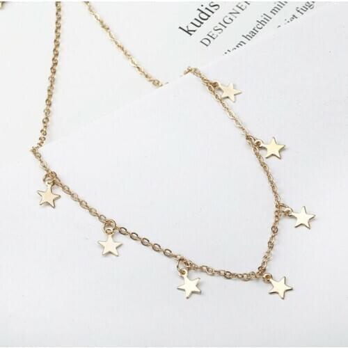 Fine Necklace For Women Gifts Lady Chocker Jewelry Star Choker Gold Color Silver Color Simple Chain