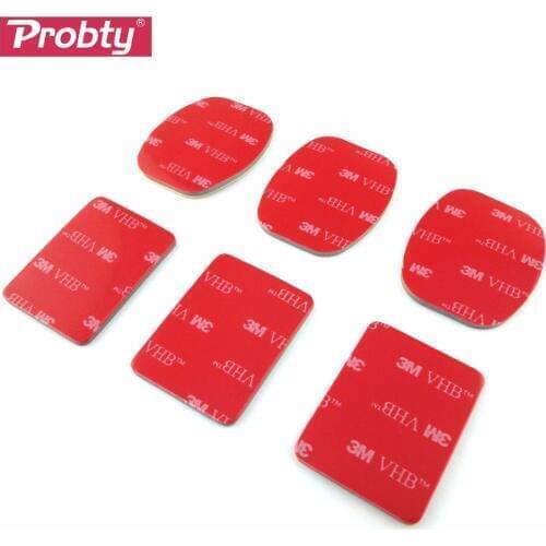 Probty 6Pcs Red 3M VHB Adhesive Sticker 3 Curved 3 Flat Double Side Adhesive Tape For Gopro hero 5 4 3+ 2 3 SJ4000 Helmet Mount