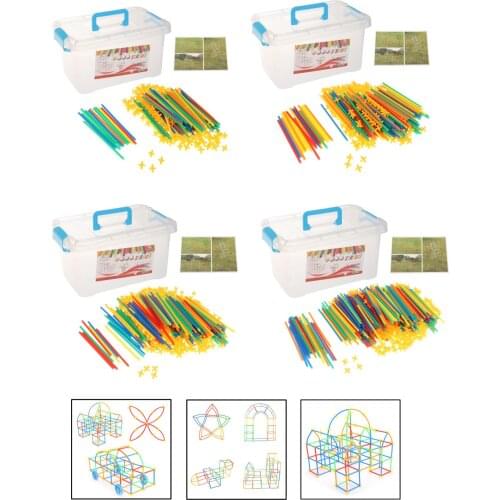300/400/500/600pcs Straw Constructor Interlocking Enginnering Toys Straws and Connectors Set Educational Toys Indoor Outdoor