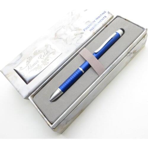 Wings Marble T537 Mat Blue Touch Ball Pen | İsme Special Pen | Gift Pen