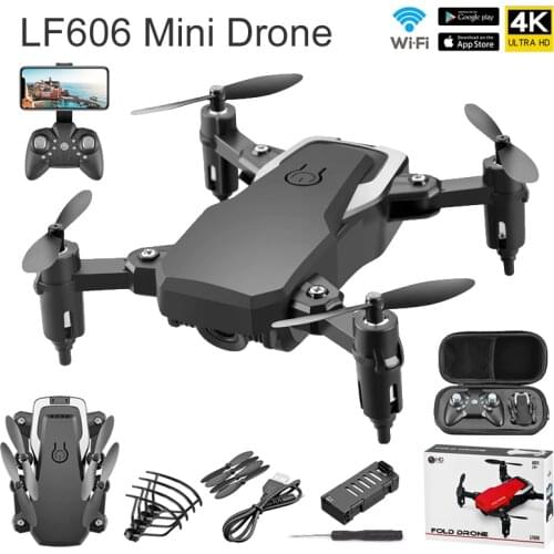 Black ABS Plastic LF606 RC Quadcopter FPV 4k HD Camera Mini Drone Aerial Photography Altitude Hold Remote Control Helicopter Toy
