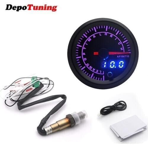 2" 52mm 7 Colors LED Dual Display Air Fuel Ratio Gauge With Narrowband O2 Oxygen Sensor Fit for 12V Car OEM: 0258006028