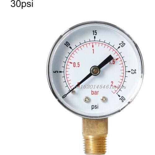 Pressure Gauge 52mm Dial 1/8" BSPT Vertical 0/15,30,60,100,160,300 PSI & Bar Bottom Mount New 2019
