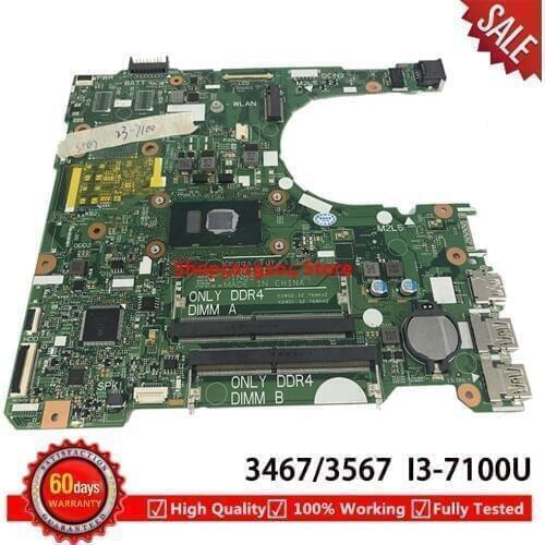 Mainboard CN-0RY2Y1 FOR DELL Inspiron 15 3567 3467 Laptop motherboard With SR2ZW I3-7100U cpu 15341-1 91N85 0RY2Y1 RY2Y1