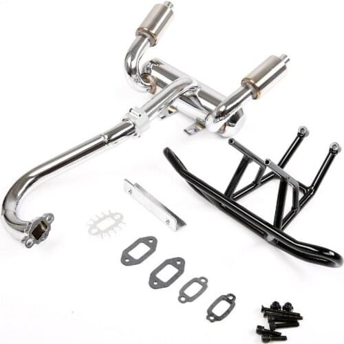 Metal Mute Double EXHAUST PIPE AND BUMPER KIT for 1/5 Rovan V5 Truck RC CAR Parts