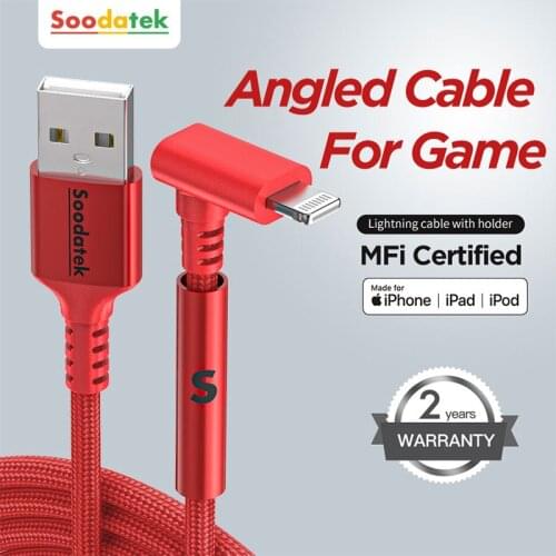 MFi Certified usb Lightning cable 90 degree for iPhone 12 Mini Pro Max 11 8 7 6s plus 5se ipad pro Fast iPhone charging cable