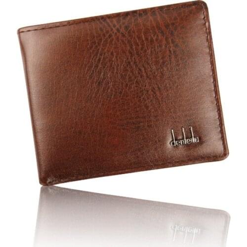 Fashion Solid Mens Thin Bifold Money Clip Leather Wallet With A Metal Clamp Female ID Credit Card Purse Cash Holder Hot Sale