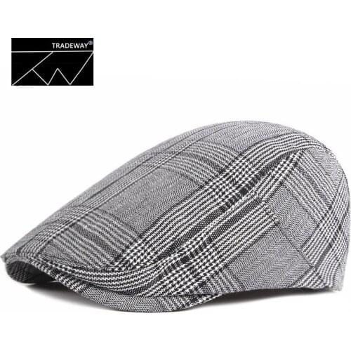Free shipping Spring Summer Autumn Mens Beret Korean Edition fashion plaid hat tide 2021