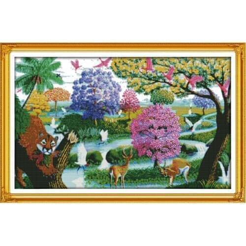 Joy sunday A heaven on earth Chinese Cross-stitch Kits 11ct 14ct Printed Aida Canvas DIY Embroidery Needlework Sets