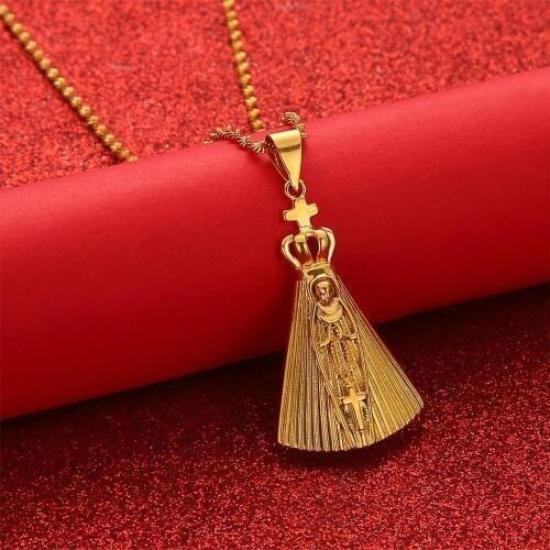 Our Lady of Aparecida Pendant Necklace Virgin Mary Chain Necklaces Brazilian Catholics Jewelry