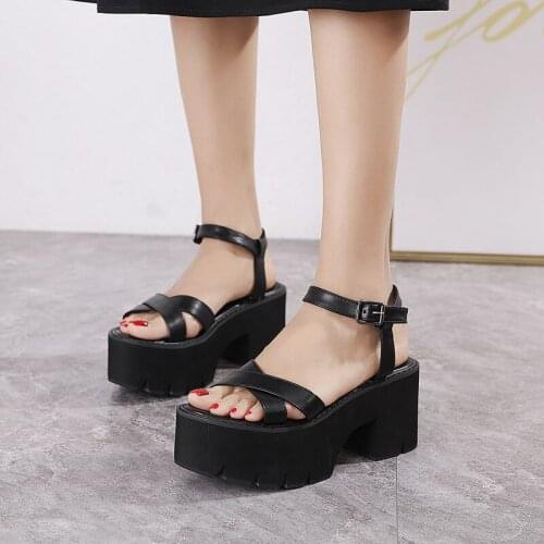 High Platform heels Gladiator Shoes New Trendy Brand Buckle Strap Rome Women Sandals High Heels Summer Sandals Gothic shoes