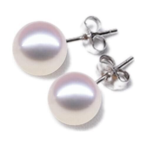Classic style 925 Sterling Silver Natural AAAA Flawless Pearls earrings 7mm-8mm sweet Girls earring Free shipping
