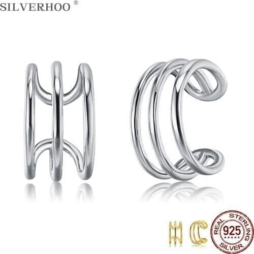 SILVERHOO 925 Sterling Silver Earrings For Women Kpop Style Clip Earring Female Classic Fine Jewelry Birthday Gift To Girlfriend
