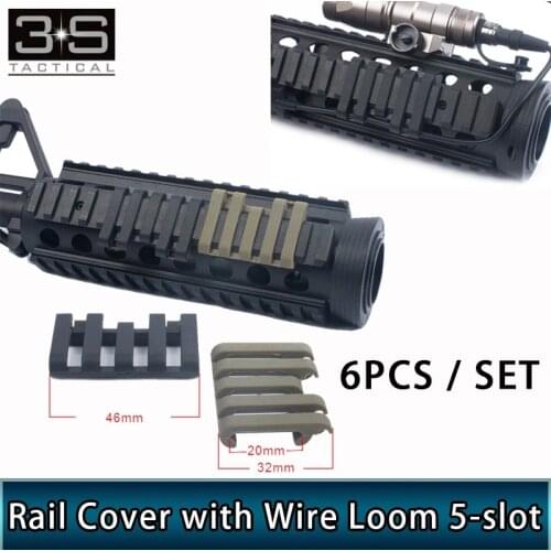 6PCS/SET Tactical Airsoft 5-slot Rail Cover With Wire Loom flashlight Accessories Picatinny Rail accessories