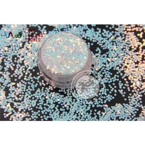TCI21 Pearlescent Rainbow Light Pink with Light Blue Colors1.5MM Size Hexagon shape Glitter for nail Art nail gel makeup or DIY