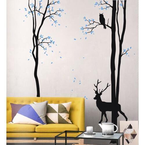 Creative Tree Wall Decal Deer Wall Sticker Livingroom Vinyl Tree Sticker Mural Vinilos Paredes DIY Self-Adhesive Removable LC591