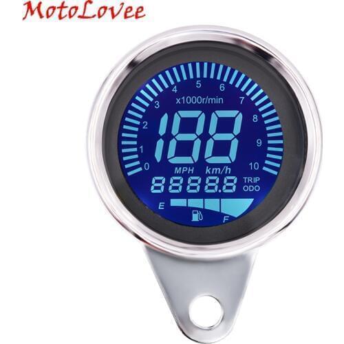 Motolovee Universal 12V Multi-function LCD Modified Motorcycle Instrument Digital Backlight Fuel Oil Gauge Meter Speedometer