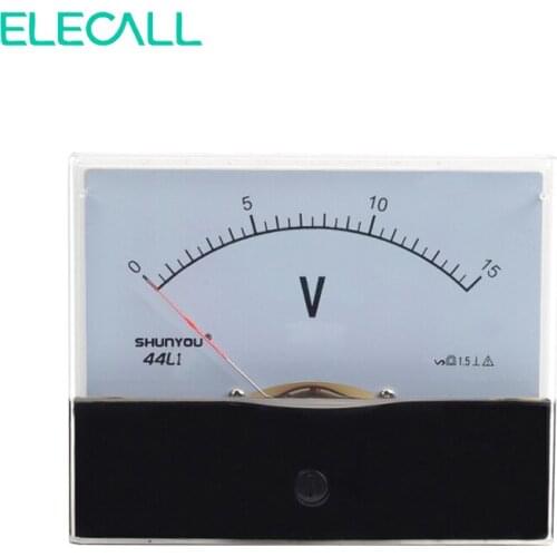 ELECALL 44L1 15V Rectangle Dial Panel Gauge Voltage Voltmeter AC 0-15V Class 1.5 Accuracy