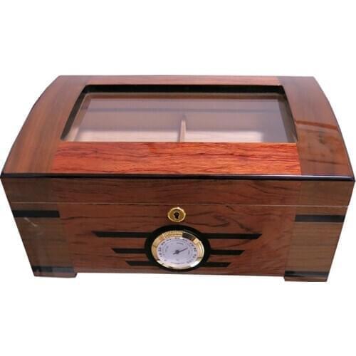 Cohiba High-end Cedar Wood Lined Glass Cigar Humidor With Lock Hygrometer Humidifier Cigars Display Tobacco Storage Holder