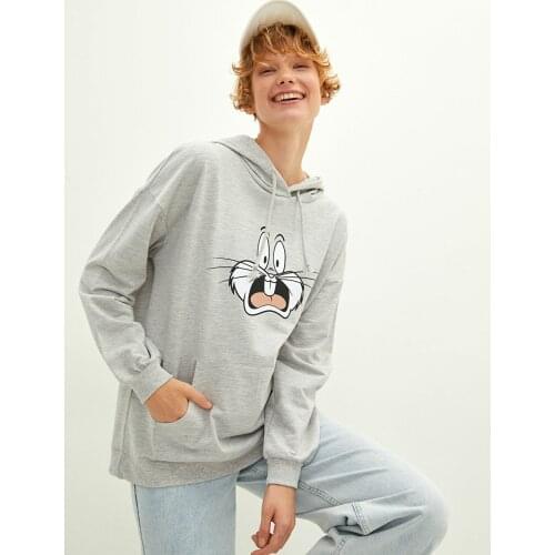 LCW CASUAL Hood Collar Bugs Bunny Printed Long-Sleeve Women 'S Sweatshirt Trend, cotton, polyester, style, casual