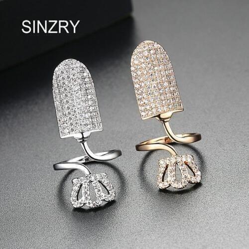 SINZRY 2018 NEW Trendy Crown Shaped Adjustable Party Nail Rings Women Top Quality Cubic Zirconia Cocktail joint Rings