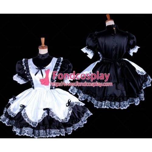 Sexy Sissy Maid Satin Pink Dress Lockable Uniform Cosplay Costume Tailor-made[G281]