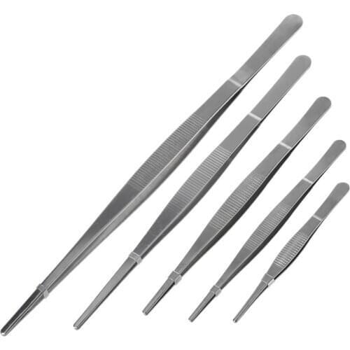 Toothed Tweezers Barbecue Stainless Steel Long Food Tongs Straight Home Tweezer Garden Kitchen BBQ Tool 5 Sizes P31A