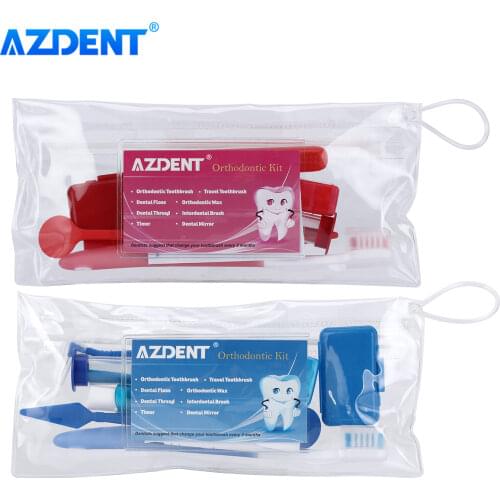 5 Kits AZDENT Dental Orthodontic Toothbrush Travel Kit Cleaning Whitening Teeth Interdental Brush Ties Floss Kit Oral Care Set