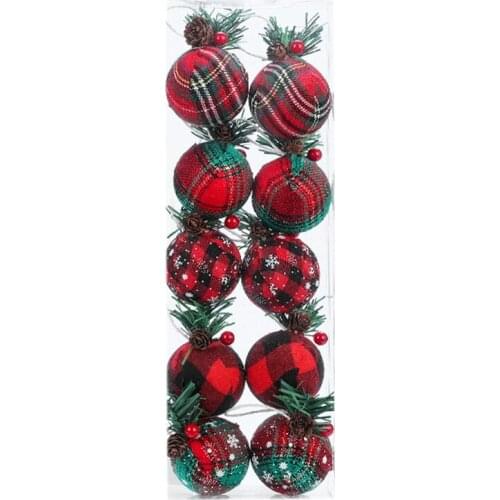 1Box/10Pcs Christmas Tree Decor Ball Hanging Decor Festival Hanging Ball Christmas Balls Ornaments with Hanging Rope 5CM