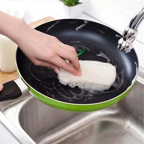 1pc Anti-Oil Kitchen Natural Loofah Sponge Cleaning Towel Scrubber Body Wash Sponge Household Dish Washing Kitchen Tool