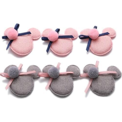 10Pcs Lovely Plush Bowknot Mickey Patches DIY Craft Supplies Kids Hairpin Headwear Toys Clothing Shoes Hats Appliques Materials