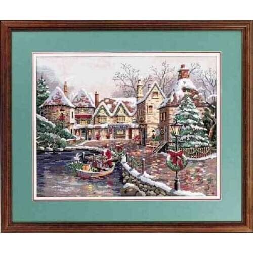 14/22/25ct Beautiful Lovely Counted Cross Stitch Kit Christmas Cove Santa Gift on the Boat Market Hall dim 8494 08494