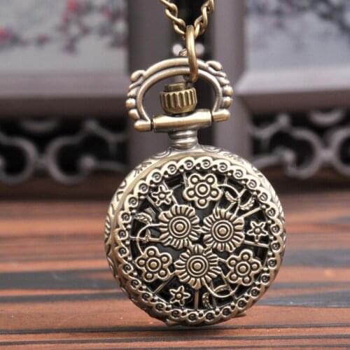 3004)Victorian Style hollow out Flower Pocket Watch Necklace watch chain pendant .12 pcs/lot sales promotion gift