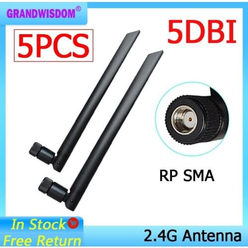 5pcs 2.4GHz wifi antenn 5dBi Aerial RP-SMA Connector antena 2.4G antenne wi fi antenas wi-fi Wireless Router Booster