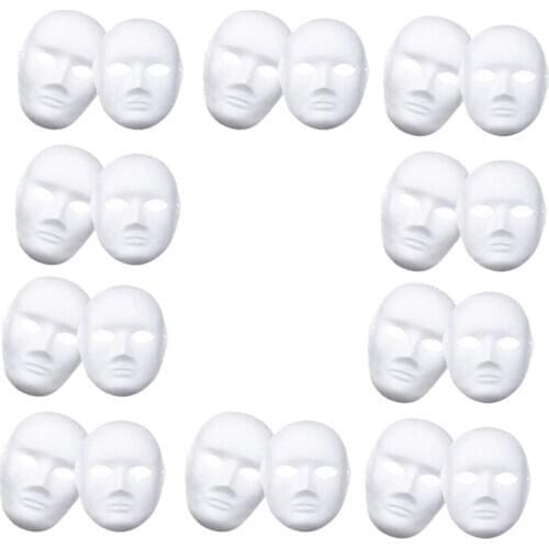 White Mask,12Pcs Halloween Full Face Mask Blank DIY Mask Dance Cosplay Party Plain Masquerade Paper Mask to Decorate