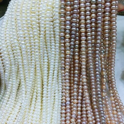 Natural freshwater pearl beads high quality 36 cm perforated loose beads DIY ladies necklace bracelet production 5-6mm 2colors