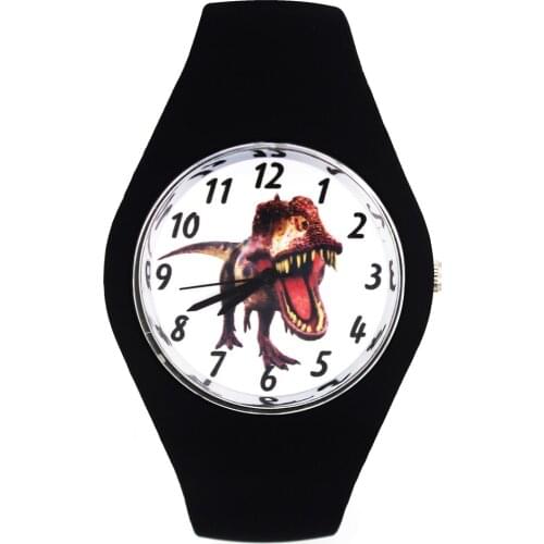 Dinosaur Jurassic Tyrannosaurus Rex Dragon Pattern Women Men Fashion Silicone Band Sport Quartz Wrist Watch