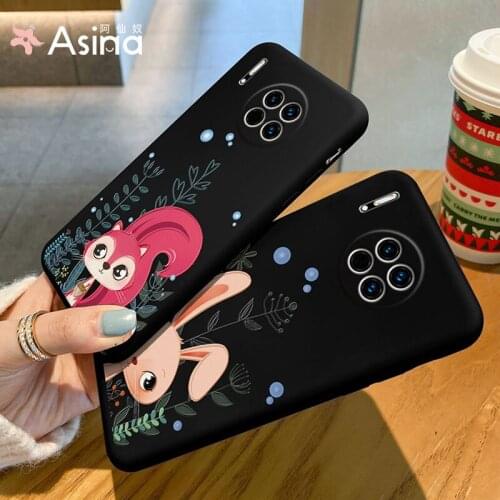 ASINA Liquid Silicone Case For Huawei Mate 40 30 20 10 Pro Couple Cartoon Cover Bumper For Huawei Honor 10 20 8x 9x 9a Rabbit