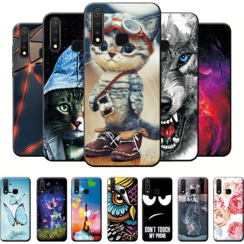 Case For Vivo Y19 Case Soft Silicone Back Cover Cool Cat Panda Cases For Vivo 1915 Black TPU Phone Cases For Vivo Y19 Funda