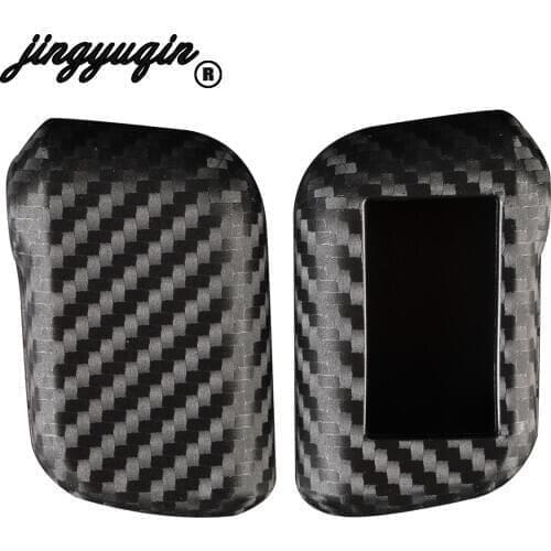 Jingyuqin carbon Silicone Auto Key Case for Starline A93 A63 Russian Version Two Way Car Alarm LCD Remote Controller Fob Cover
